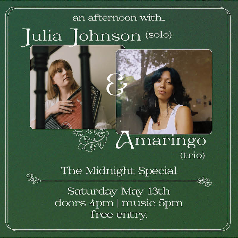 Julia Johnson (solo) and Amaringo (trio)